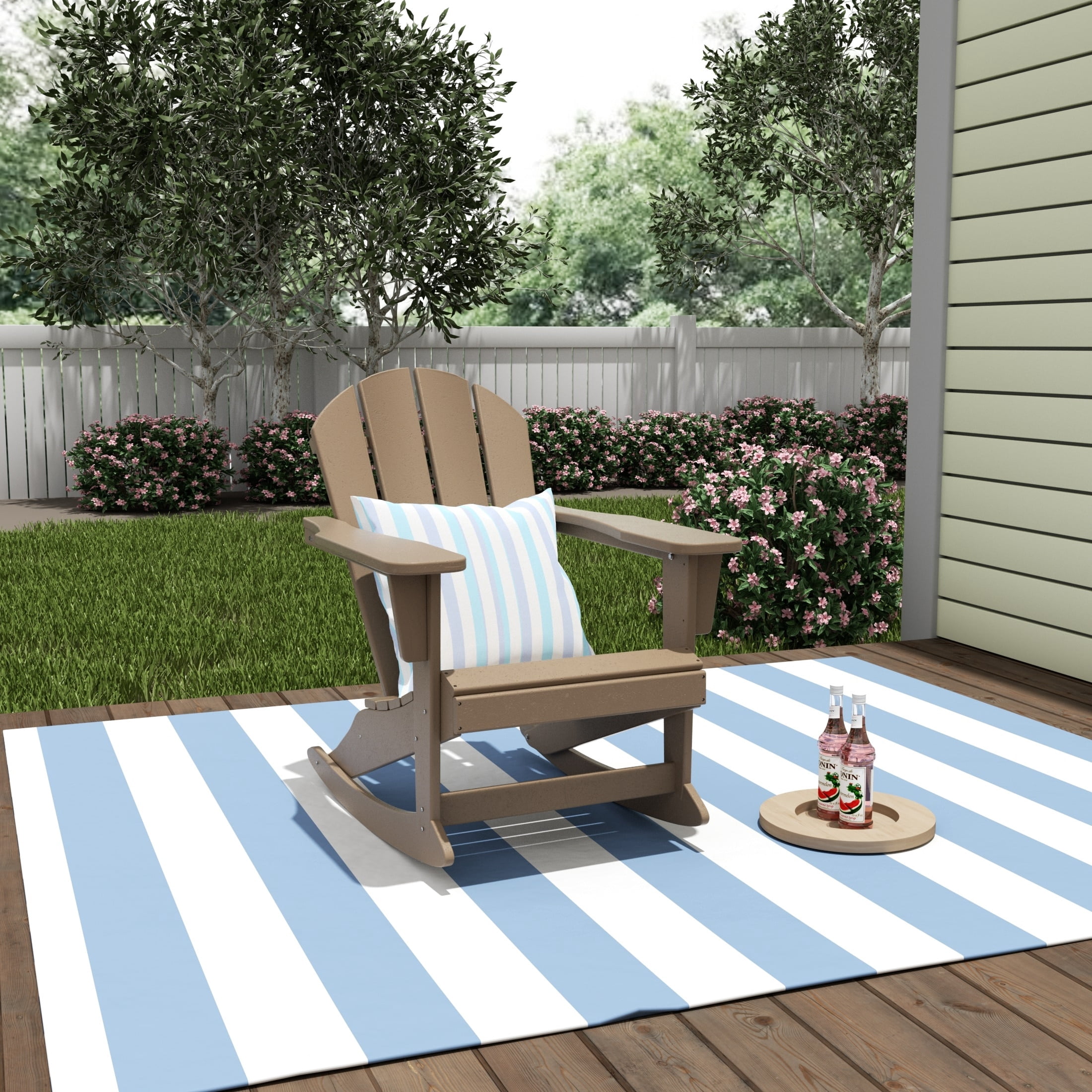 Polytrends  Laguna Hdpe All Weather Outdoor Patio Rocking Chair Weathered Wood