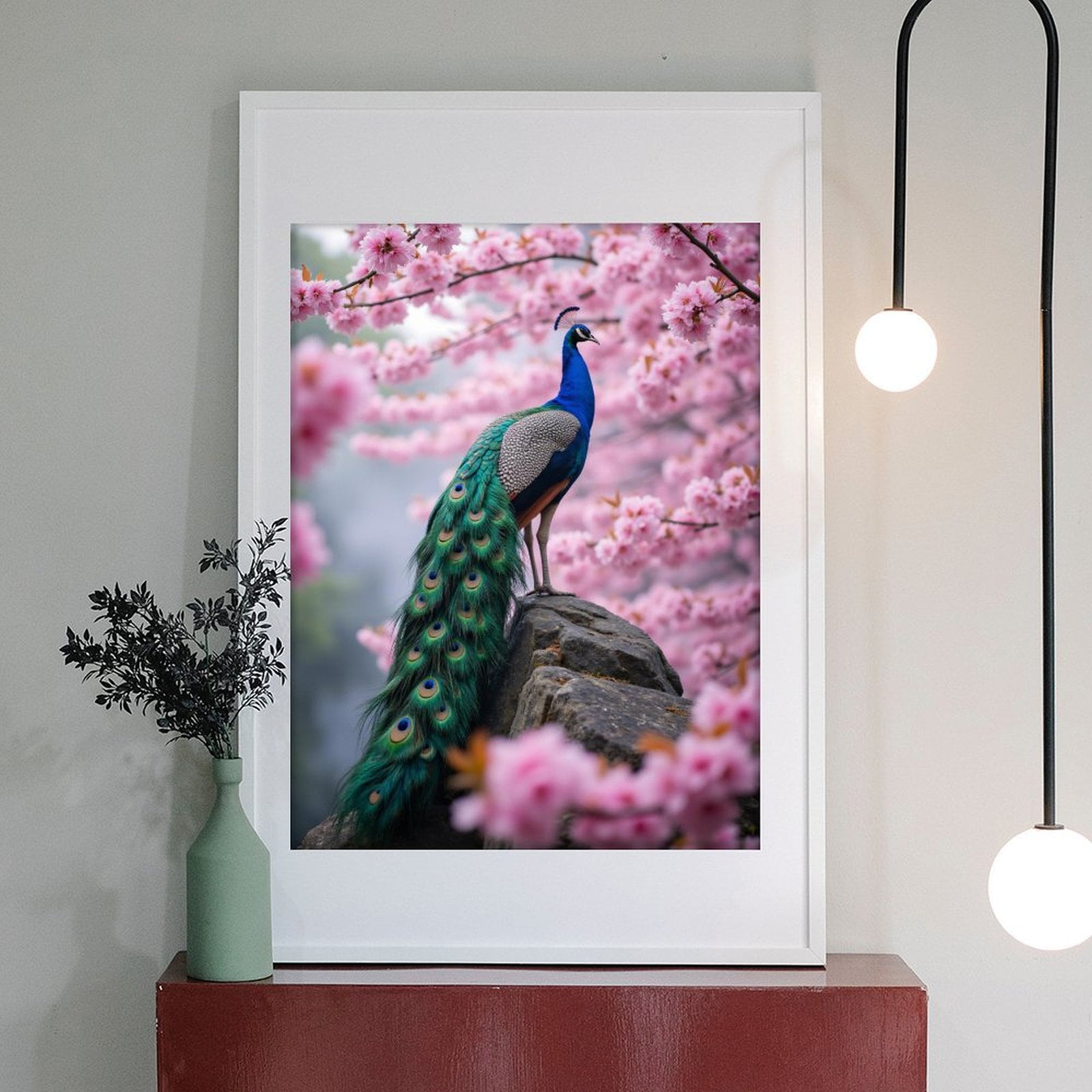 Diamond Art Kit for Adults, Peacock Blossoms Spring Rock Nature Diamond Painting for Adults Beginners, DIY Diamond Art Painting Kits, 5D Diamond Painting Crafts for Home Decor 12x16 Frameless