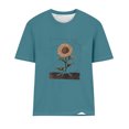 thumbnail image 4 of Fiudx Liquidación de Ahorros de Verano Blusas Estampadas a La Moda para Mujer Top de Cuello Redondo de Manga Corta, 4 of 4