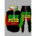 thumbnail image 1 of LovelyWholesale Long Sleeve Hooded Collar One Love Letter Print Men's Tracksuit Set, 1 of 6
