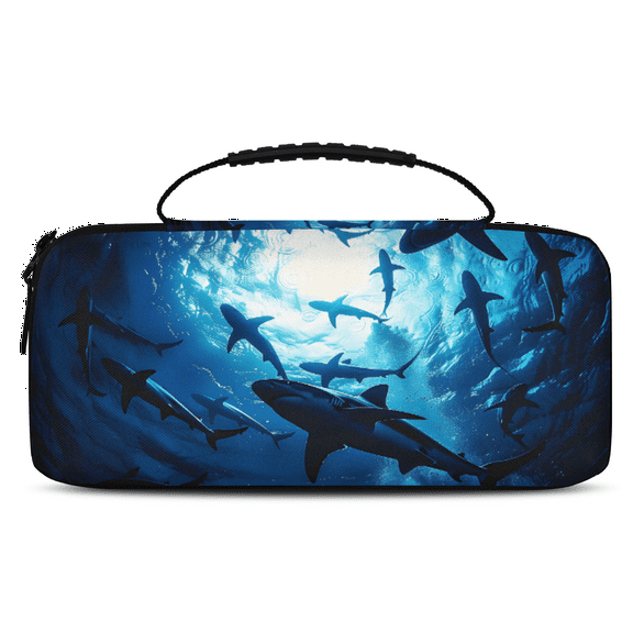 Herdesigns Carry Case Compatible for Nintendo Switch 2, Protective Travel Switch Carrying Case with 20 Game Card Slots for Switch Console & Accessories,Shark Ocean Sea