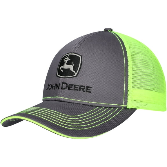 Men's Top of the World Charcoal John Deere Classic Neon Trucker Adjustable Hat - OSFA