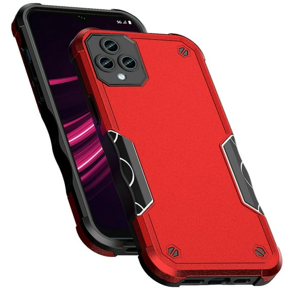 For Revvl 6X 5G (T-Mobile) Slim Tough Shockproof Hybrid Heavy Duty Dual Layer TPU Bumper Rugged Rubber Defend Armor Cover ,Xpm Phone Case [ Red ]