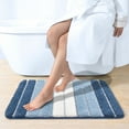 thumbnail image 6 of OEAKAY Bath Mat Bathroom Rug Absorbent Non-Slip Washable Shower Floor Mats Carpet 24"x35",Dark Blue Light Blue and White, 6 of 8