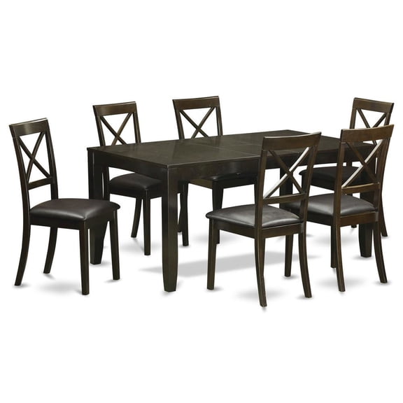 FurniFact Elegant Dining Table Set for 6 with Leaf Extension and 6 Chairs
