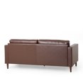 thumbnail image 2 of EUROCO 82.25" Larger Modern Loveseat Couch Sofa, PU 3-Seat Sofa, Love Seat Furniture with Wooden Legs and 2 Small Throw Pillows, for Living Room and Study, Dark Brown, 2 of 8