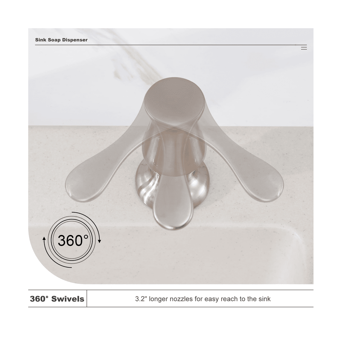 Kitchen Sink Soap Dispenser Brushed Nickel,Under-Sink Soap Dispenser with Silicone Extension Tube Kit