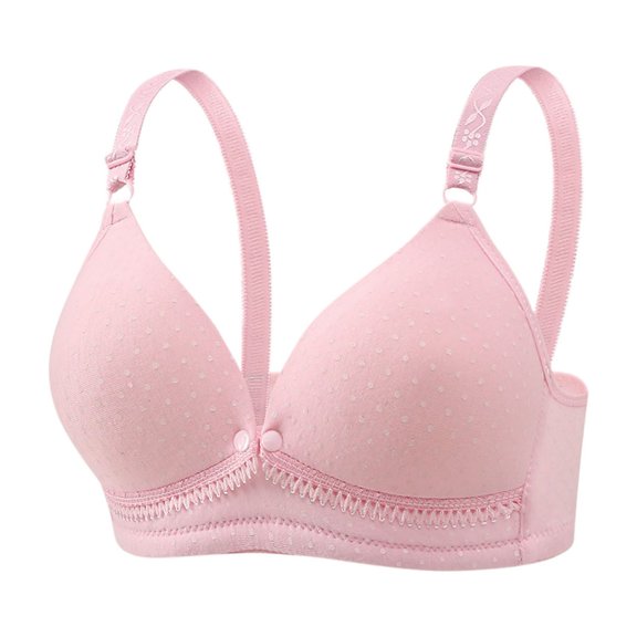 Wireless Plus Size Bras for Women Comfortable Full Coverage Adjustable No Underwire Everyday Bra for Seniors (38, Pink)