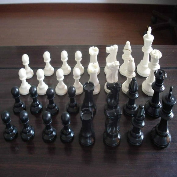WALFRONT Jeu d'échecs en plastique Jeu international d'échecs Jeu complet d'échecs noir et blanc, Jeu d'échecs
