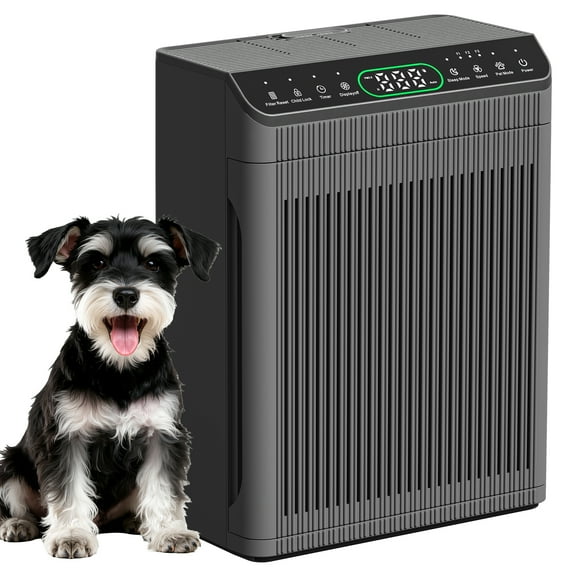 Air Purifiers With Washable Filters, Air Purifier up to 2200sq.ft for Home Large Room, Bedroom Air Purify with PM 2.5 Display Air Quality Sensor for Smoke Dust Odors, Black