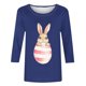 thumbnail image 5 of Tops de Cuello Redondo para las Mujeres Pascua Impresa 3/4 Mangas Blusa, Ligera Imitación Algodón Top Casual, 5 of 5