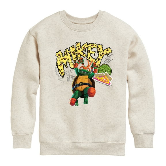 Teenage Mutant Ninja Turtles: Mutant Mayhem - Michelangelo AKA Mikey - Pizza Rules - Toddler And Youth Crewneck Fleece Sweatshirt