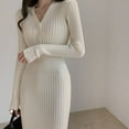 thumbnail image 3 of tssuouriy Classique Tricot Robe Exquise Artisanat Texture Douce Style Élégant Manches Robes Femmes Pull Robe Noir S, 3 of 6