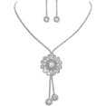 thumbnail image 1 of Conjunto de joyería nupcial con collar y pendientes colgantes en plata y cristal para mujeres y niñas., 1 of 5