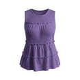 thumbnail image 6 of Cilsoka Women's Casual Tiered Shirred Tank Top Crew Neck Sleeveless Pleated Flared Hem Babydoll Tee Shirt Blouse Tops, 6 of 7