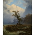 thumbnail image 2 of Thomas Fearnley 15x18 Black Ornate Wood Framed Double Matted Museum Art Print Titled - Duck-Shooting an Autum Morning by Konigssee (1835), 2 of 5