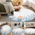 thumbnail image 5 of Round Rugs 5Ft, Coastal Coral Round Area Rug Washable Indoor Throw Carpet, Blue Ocean Starfish Seagrass Watercolor Soft Non Slip Circle Rug for Cabinet Bathroom Home Decor Aesthetic, 5 of 8