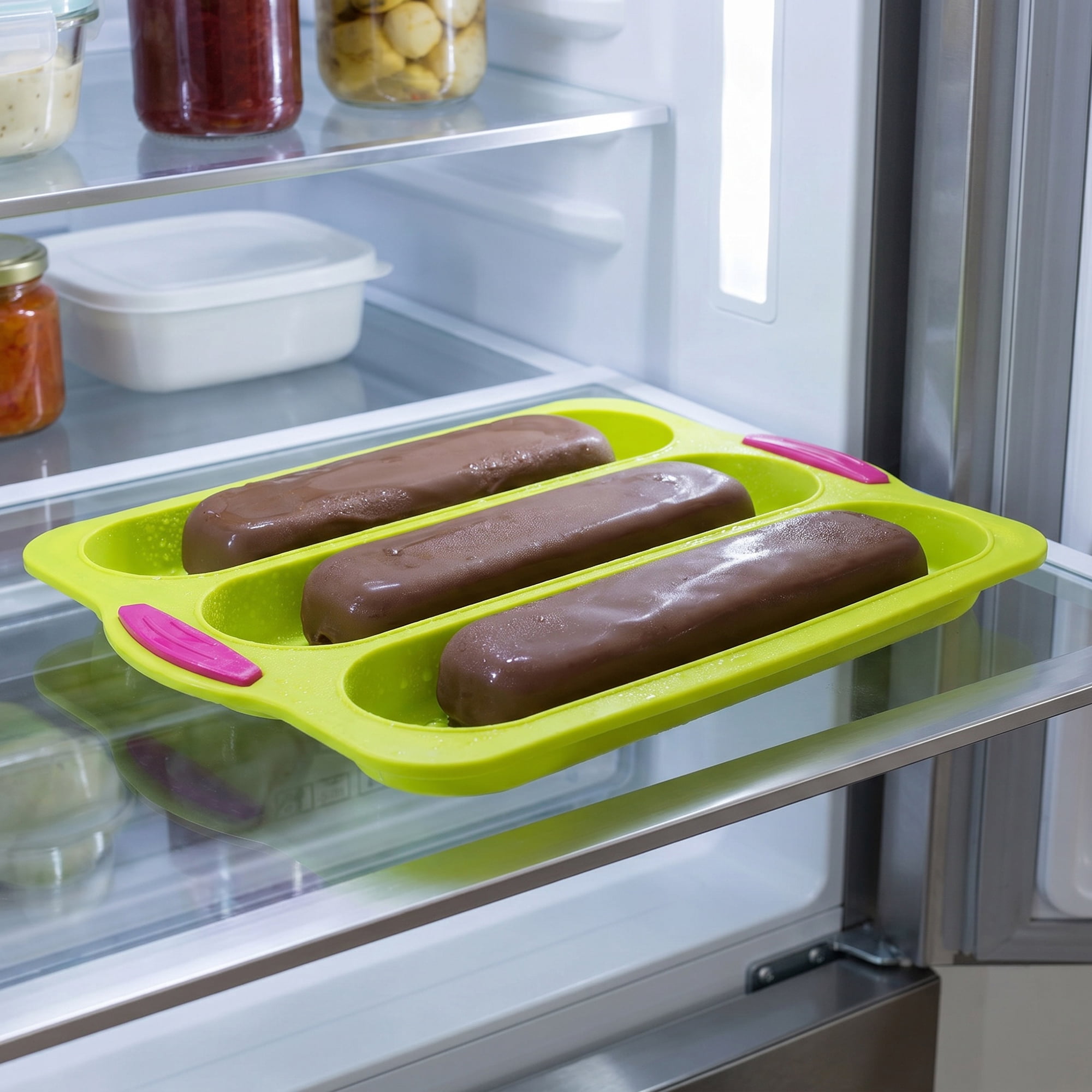 Unique Bargains Baking Pan 3-Loaf Speckled Ventilated Tray with Handles Green 13"x9.1"x1"