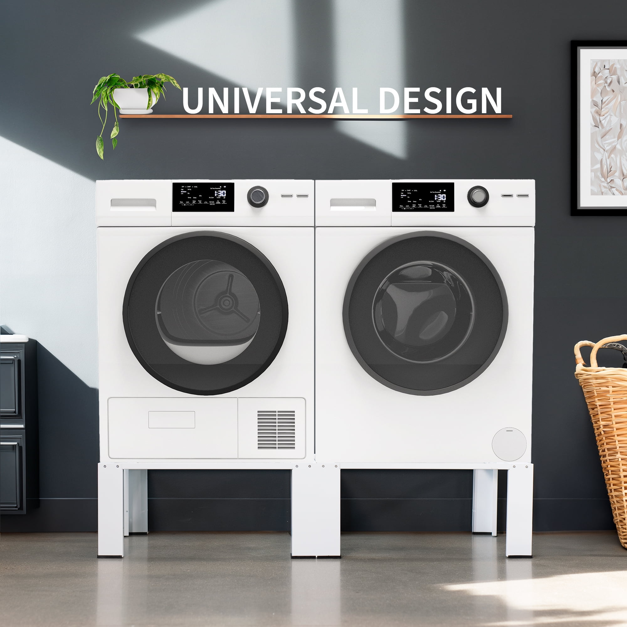Life Finds White Heavy Duty Steel Dual 12" Washer/Dryer Pedestal