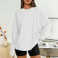 thumbnail image 4 of Fall Shirts for Women 2025 Solid Color Loose Fit Crewneck Casual Lightweight Blouse Tops Long Sleeve Shirts for Women, 4 of 6