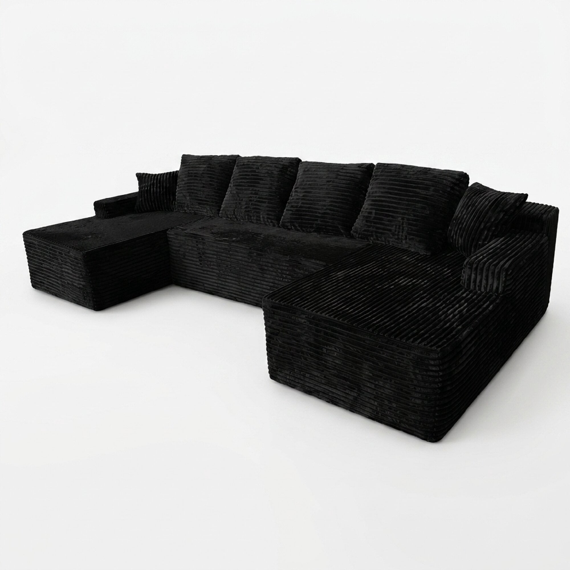 Modular Sectional Sofa 131 Inch, Oversized Boneless Cloud Couch with Chaise for Living Room, Compressed Box Packaging, Black