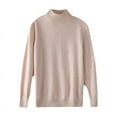 thumbnail image 6 of 25 autumn and winter new seamless first-line ready-to-wear with semi-turtleneck 100 pure wool sweater women's long-sleeved knitted bottoming shirt, 6 of 9