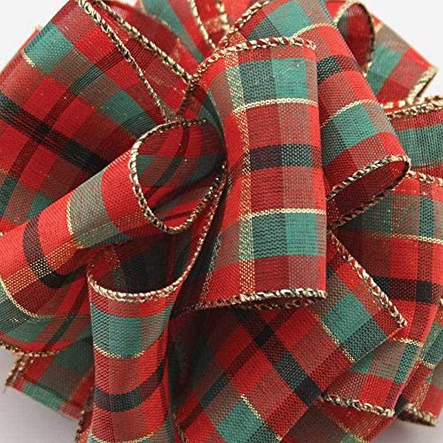 Mchoice 1 Inch Wide 50 Yards Red and Green Christmas Pattern