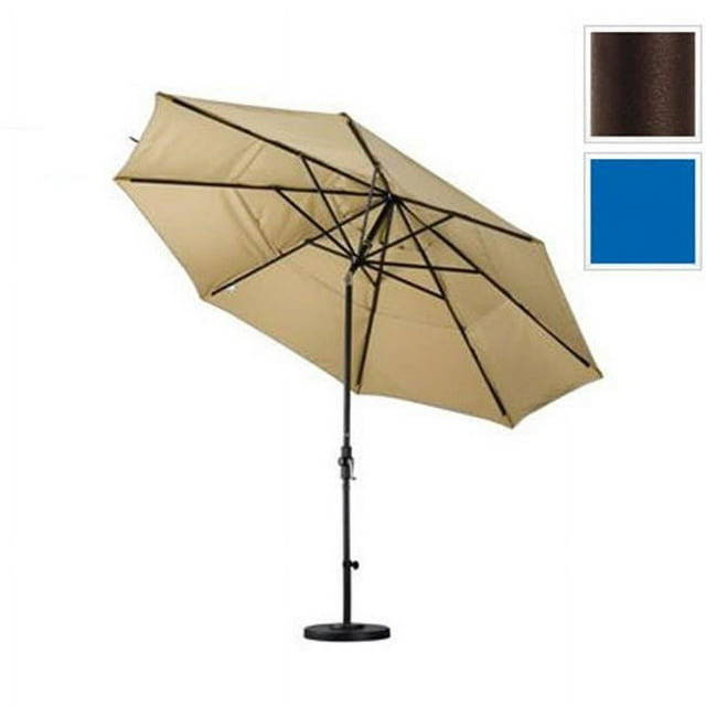 11 Pieds Aluminium Marché Umbrella Collier Inclinaison DV Bronze/pacifica/bleu Pacifique