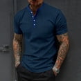 thumbnail image 5 of Men's Ribbed Henley Shirt Short Sleeve Slim Fit Muscle Shirt Fitted Cotton Casual Long Sleeve, 5 of 5