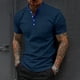thumbnail image 1 of Ceisia Men's Relaxed Fit Stretch Stand-Up Collar Short Sleeve Shirt - Ribbed Texture with Contrast Trim Navy S Gifts, 1 of 5