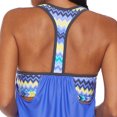 thumbnail image 4 of Haut de Tankini Rehausseur à Dos en T à Bretelles, Imprimé à Rayures Blouson pour Femmes avec Short - Bleu, 4 of 9