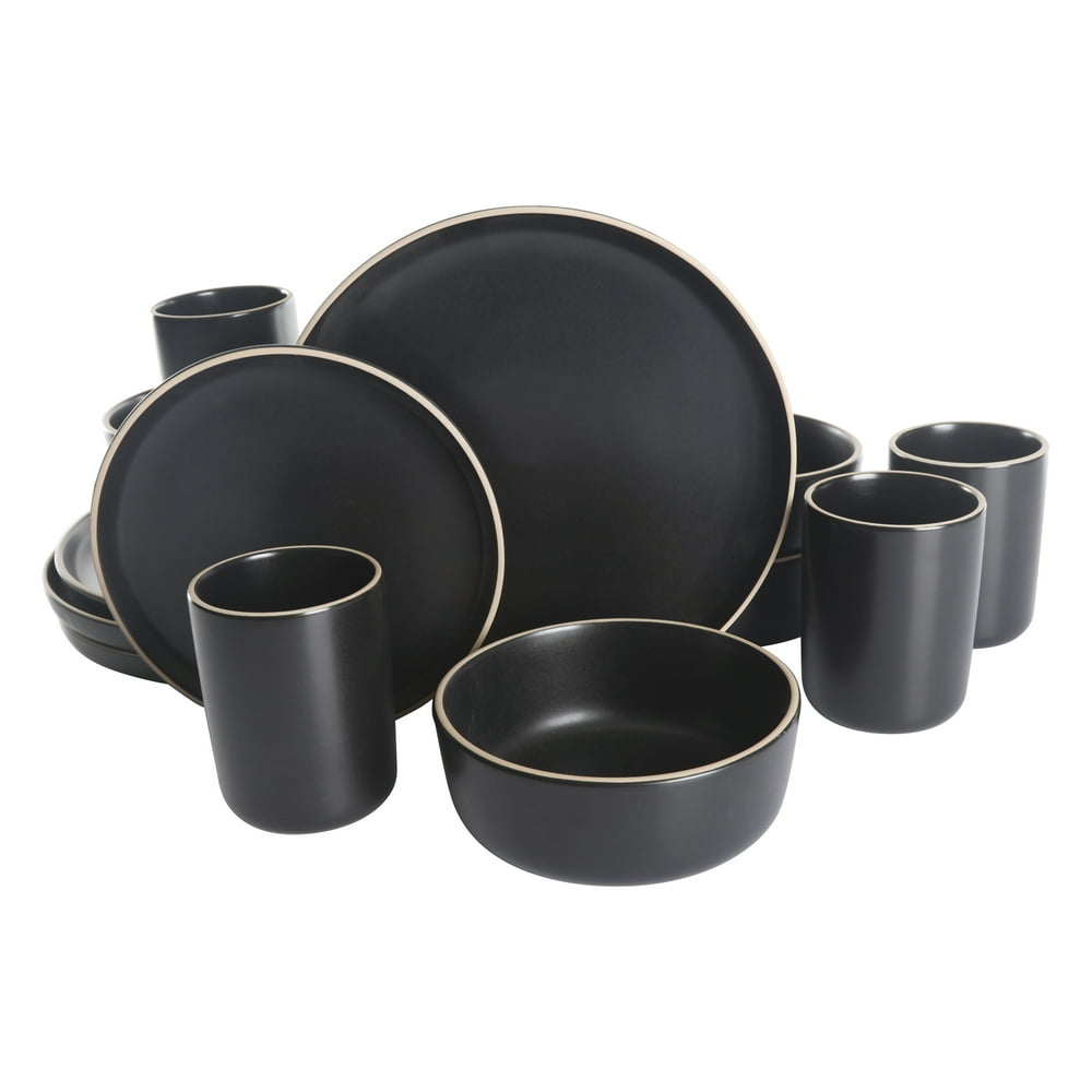 Gap Home 16Piece Round Black Stoneware Dinnerware Set