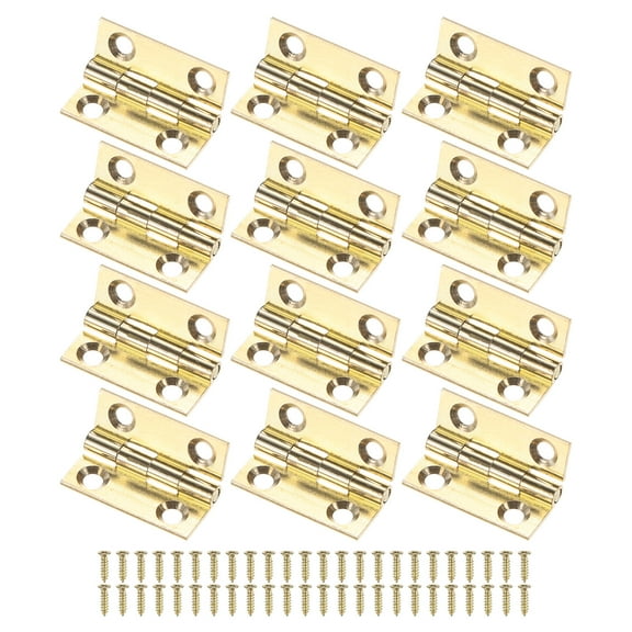 Uxcell 12-Pack Small Door Hinges, 1in (25mm) Brass Interior Folding Butt Mini Hinges with Screw for Jewelry Box