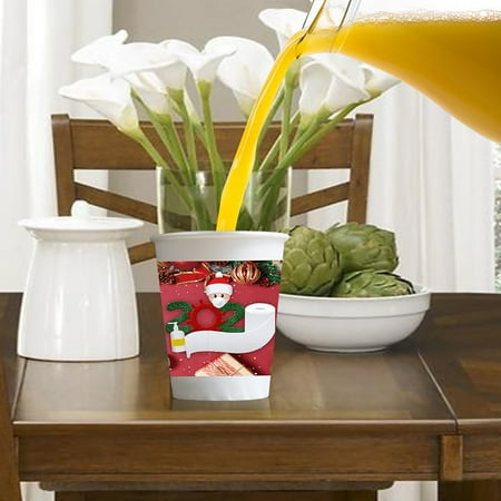 

10Pcs Disposable Christmas Santa Claus Paper Cup Birthday Party Kitchen Supplies Clear Paper