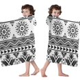thumbnail image 4 of Black Geometric Striped Pattern Hooded Bath Towel，60"x35" for Ages 3 To 12 Kids, Quick Dry Lightweight Soft Microfiber Hood Beach Towel Cover Up for Kids, 4 of 7