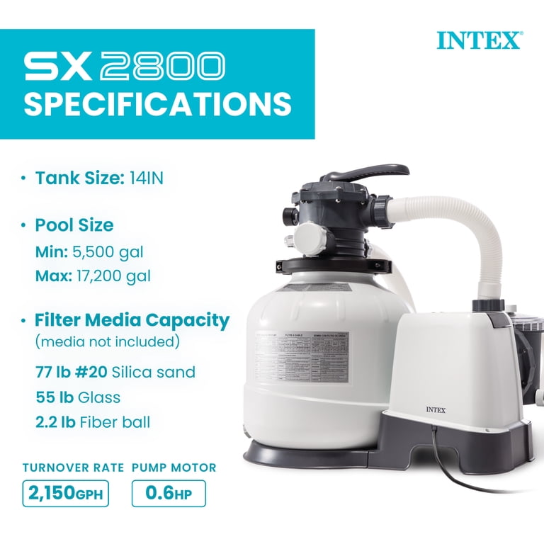 Intex, Sand Filter Pump, SX2800, 2800 GPH Flow Rate - Walmart.com