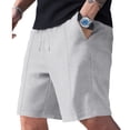 thumbnail image 5 of Dwellite Mens Shorts Waffle Knit Drawstring Shorts Stretch Elastic Waist Summer Beach Lounge Sweat Short Pants with Pocket 2026 Light Gray L, 5 of 8