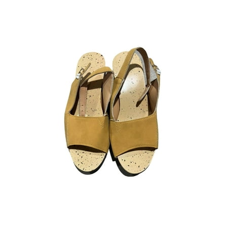 

SIMANLAN Women Comfort Heels Dress Sandal Work Fashion Buckle Cork Sole Peep Toe Slingback Shoes