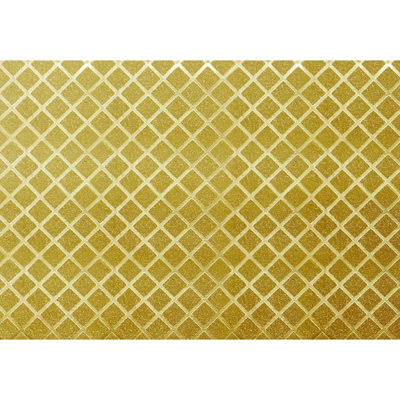 Dundee Deco Peel and Stick Self Adhesive Wallpaper - Geometric Glitter Golden Rhombus Tiles, 18 ft x 18 in