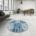 thumbnail image 4 of Ahgly Company Machine Washable Indoor Round Transitional Jeans Blue Area Rugs, 6' Round, 4 of 7