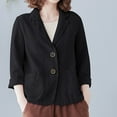 thumbnail image 5 of Women's Elegant Cotton Linen Blazer Long Sleeves Regular Fit Basic Jacket Business Casual Lightweight Summer Blazers Solid Color Work Coat Blazer with 2 Button Pockets, 5 of 6