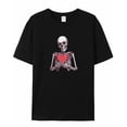 thumbnail image 5 of T Shirts for Women Short Sleeve Cotton Crewneck T-Shirt, Skeleton Heart Cartoon Abstract Tee Tops Casual Basic T-Shirts, XS-5XL Black 3XL, 5 of 7