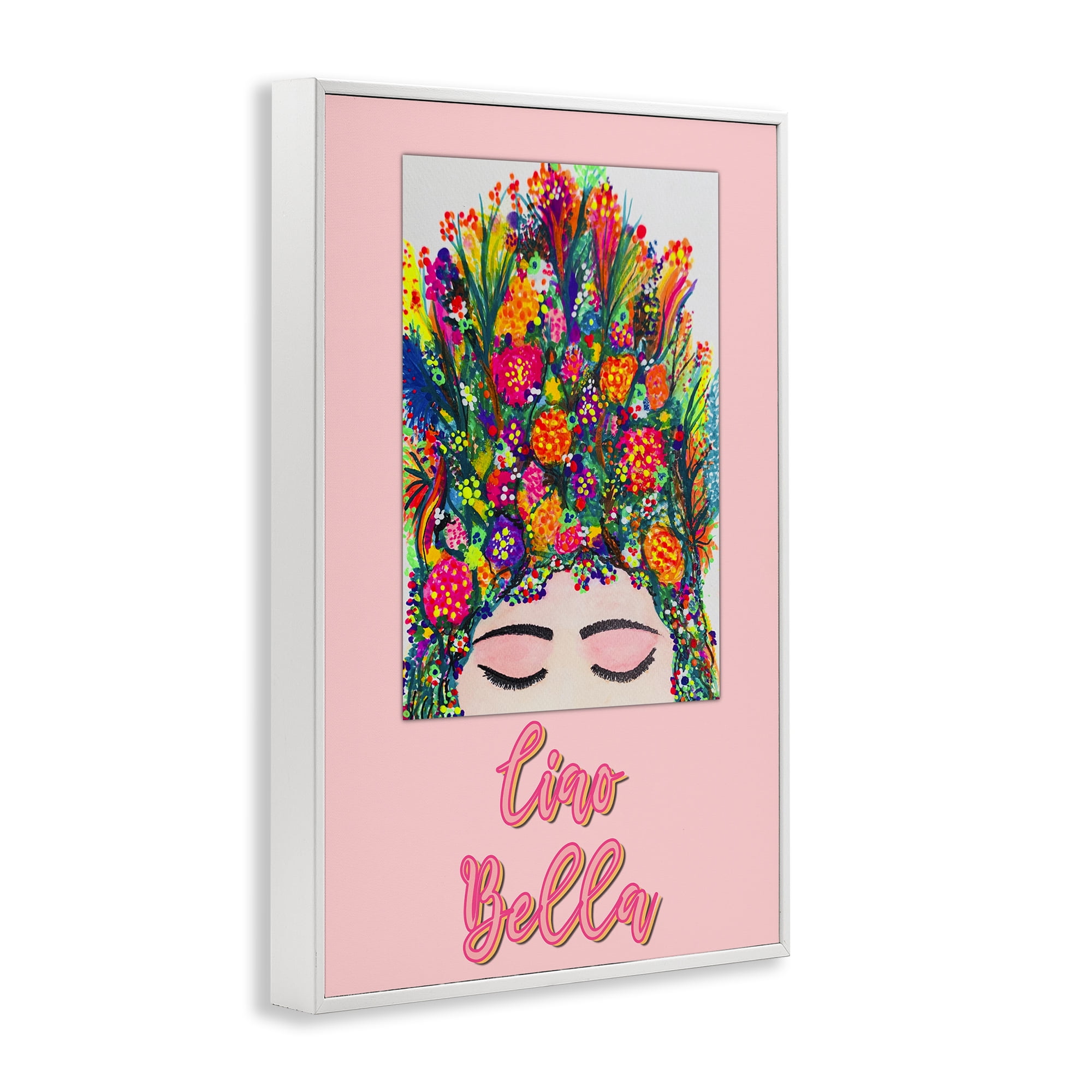 Stupell Industries Ciao Bella Floral Woman White Framed Giclee Art, design by Pooja Dave