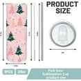 thumbnail image 2 of 1Pc Christmas Tumbler with Lid Straw 20oz Pink Cartoon Forest Trees Stainless Steel Travel Tumbler Cup Boxed for Xmas Winter Holiday Hot Iced Coffee, 2 of 6