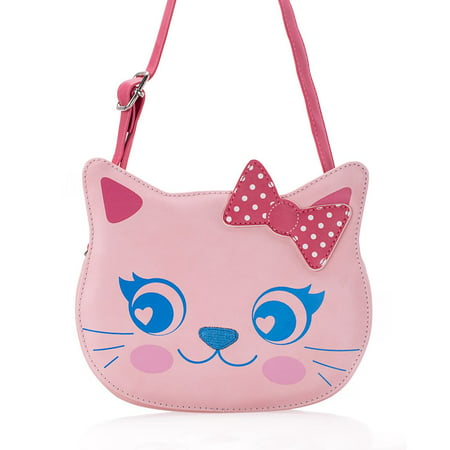 Ava & Kings Little Girl PU Faux Leather Purse Cute Animal Face Designs - High Quality Messenger Crossbody or Shoulder Bag for Kids, Teens, Toddlers - Various Handbag