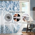 thumbnail image 3 of Extra Long Shower Curtain 72x84 inch Length, Aesthetic Blue Eucalyptus Leaf Shower Curtain Sets with Hooks for Bathroom,Water Resistant Polyester Fabric, 3 of 4