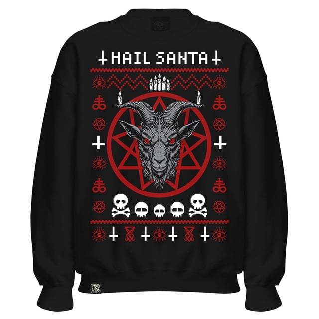 Sudadera Negra Sin Gorro Chica Navidad Hail Satan