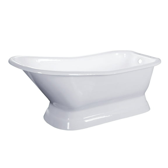 Aqua Eden VCT7D663028 66" Cast Iron D-Shaped Single Slipper Pedestal Tub (7" Faucet Drillings), White