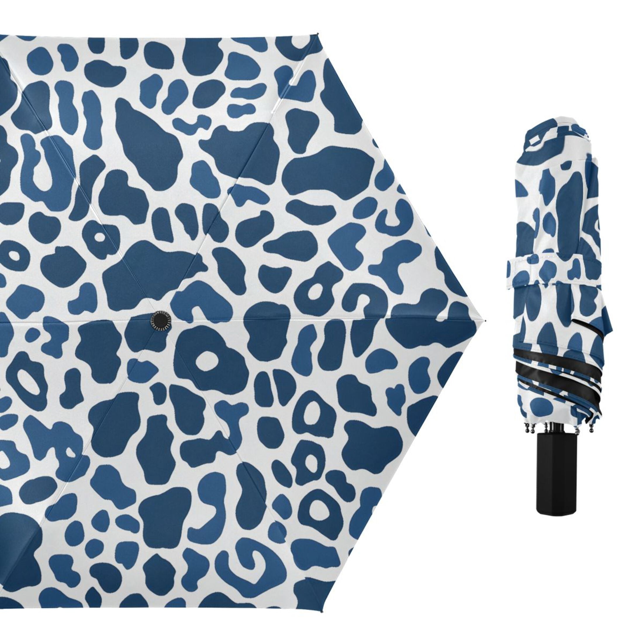 ALAZA Leopard Print-a2 UPF 50+ Compact Folding Umbrella for Rain Travel Umbrella Packable