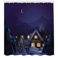 thumbnail image 3 of Ambesonne Christmas Shower Curtain, Winter Home and Tree, 69"Wx70"L, Purple Blue, 3 of 3